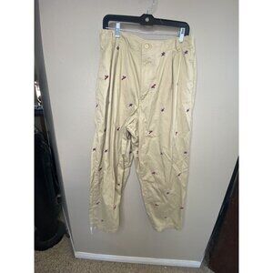 Urban Outfitters unisex tan Pants 8 wide leg high waist cotton embroidered